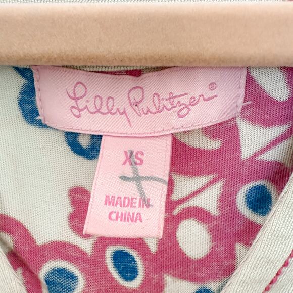 Lilly Pulitzer Twyla Bell Sleeve Knee Length Dress Pink Blue Womens Size XS - Picture 4 of 6